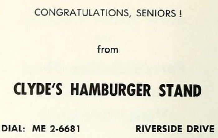 Clydes Drive-In - Yearbook Ad